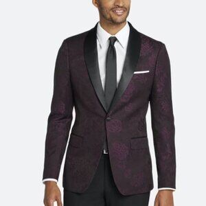 Egara Slim Fit Shawl Lapel Dinner Jacket in Wine | 38S Size Stylish Men's Jacket